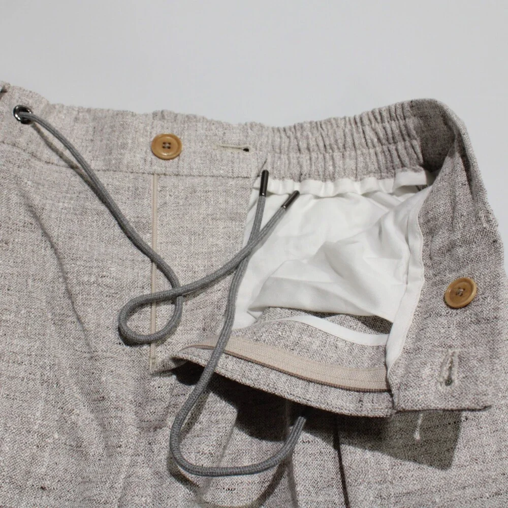 Luciano Barbera NWT Pleated Dress Pants Size 50 (US 34) in Brown Linen Blend